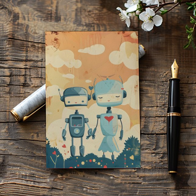 Vintage Robot Science Fiction Couple Invitation (Creator Uploaded)