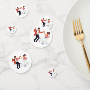 Vintage rock and roll 1950s jive dancers confetti