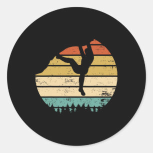 Vintage Rock Climbing Mountain Climber Retro Bould Classic Round Sticker