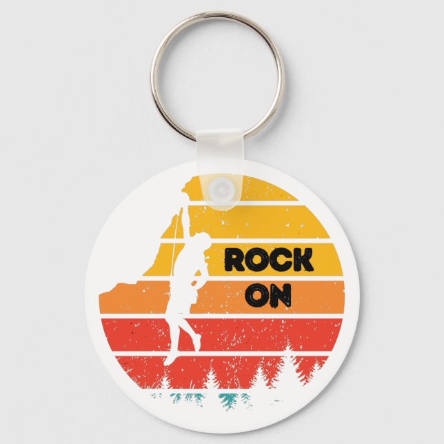 Vintage rock climbing retro bouldering keychain (Front)
