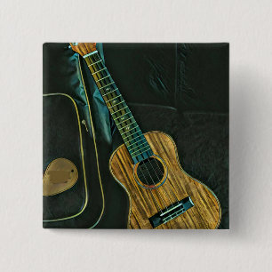 vintage rock guitar player artwork 2 inch square button