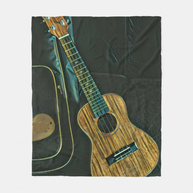 vintage rock guitar player artwork fleece blanket (Front)