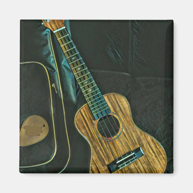 vintage rock guitar player artwork magnet (Front)