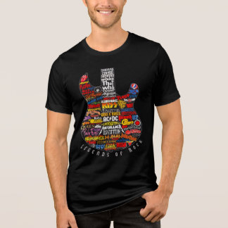 Vintage Rock Guitar Print with 70s and 80s Bands Tri-Blend Shirt