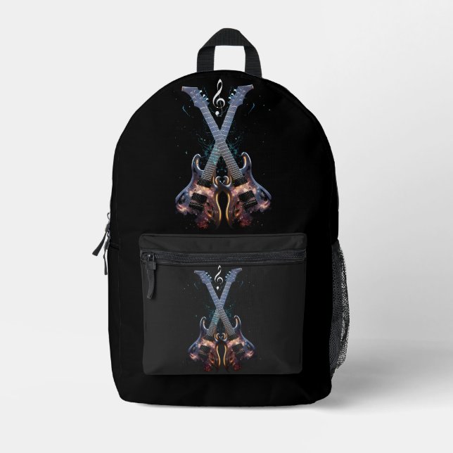 Vintage Rock Music  Printed Backpack (Front)