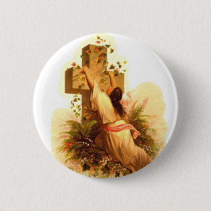 Vintage Rock of Ages Cross Illustration 1873 2 Inch Round Button