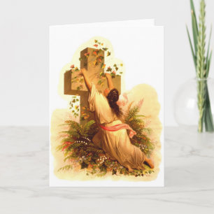 Vintage Rock of Ages Cross Illustration 1873 Holiday Card