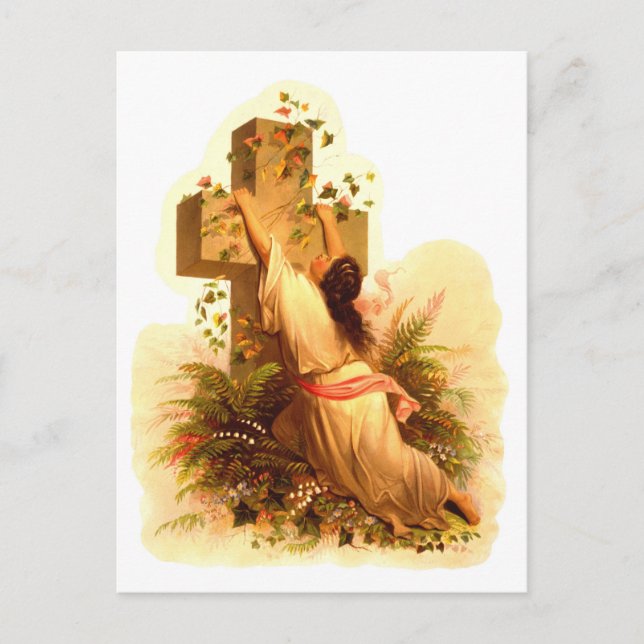 Vintage Rock of Ages Cross Illustration 1873 Postcard (Front)