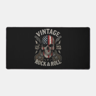 Vintage Rock Skull American Flag Guitar Retro Rock Desk Mat