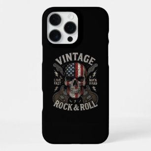 Vintage Rock Skull American Flag Guitar Retro Rock iPhone 16 Pro Max Case