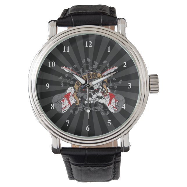 Vintage Rock Skull and Electric Guitars Watch (Front)