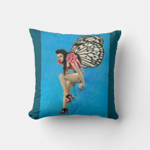Vintage Rockabilly Fairy Throw Cushion
