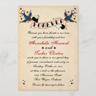 Vintage Rockabilly Tattoo Wedding Invitation