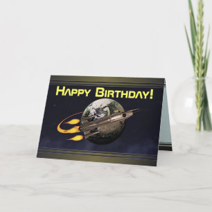 Vintage Rocket Birthday Card