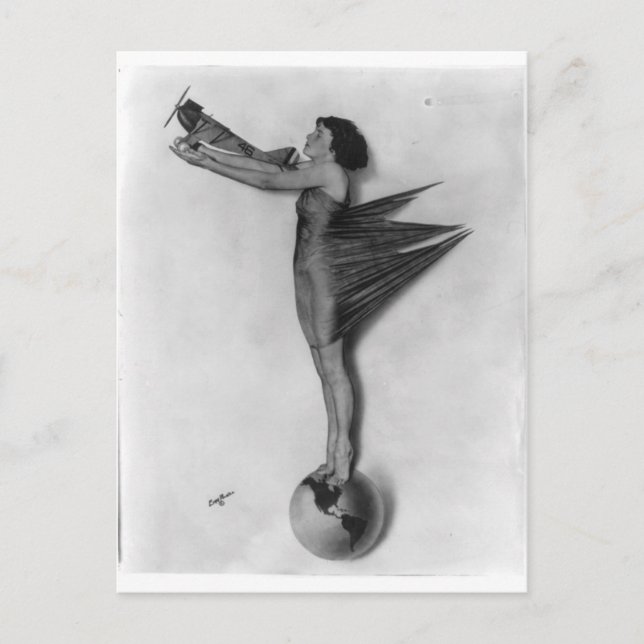 Vintage Rocket Lady Postcard (Front)