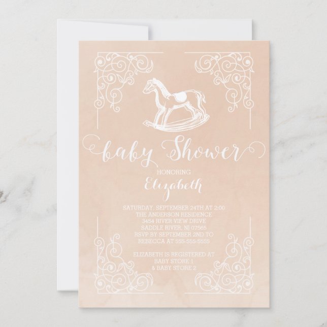 Vintage Rocking Horse Baby Shower Invitation (Front)
