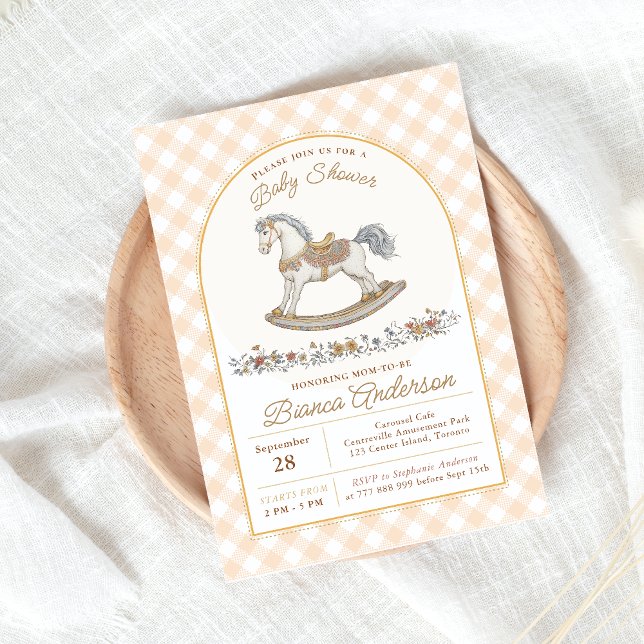 Vintage Rocking Horse Baby Shower Invite (Creator Uploaded)
