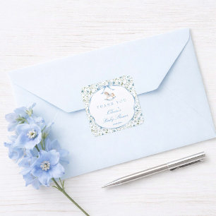 Vintage Rocking Horse Baby Shower Square Sticker