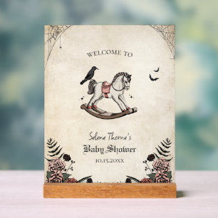 Vintage Rocking Horse Baby Shower Welcome Sign
