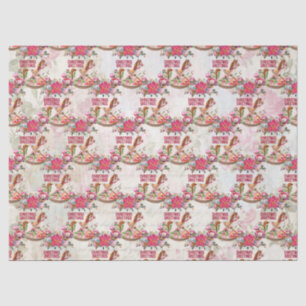 Vintage Rocking Horse Christmas Greetings Pattern Tissue Paper