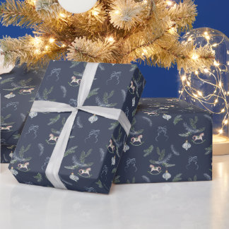 Vintage Rocking Horse & Pine Christmas Wrapping Paper