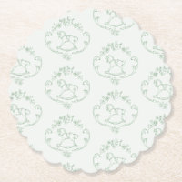 Vintage rocking horse Toile Sage green baby shower