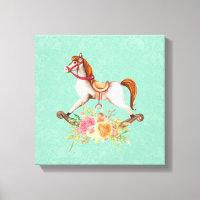 Vintage Rocking Horse with Floral Bouquet