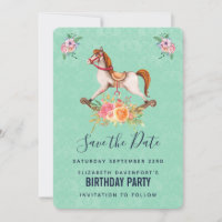 Vintage Rocking Horse with Floral Bouquet