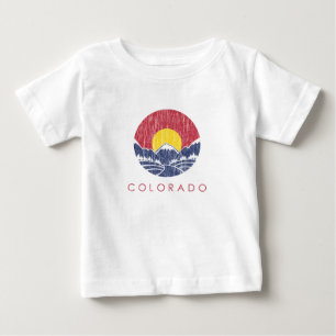 Vintage Rocky Mountain Colorado Sunset Logo Baby T-Shirt