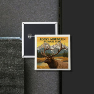 Vintage Rocky Mountain National Park 2 Inch Square Button