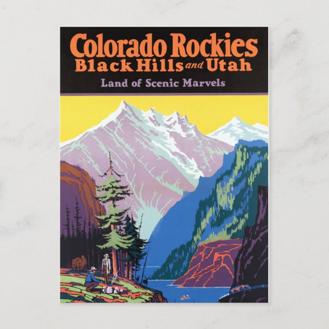 Vintage Rocky Mountains Black Hills Utah Travel Postcard (Front)
