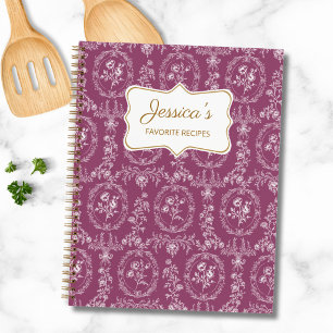 Vintage Rococo Floral Custom Name Recipe Book