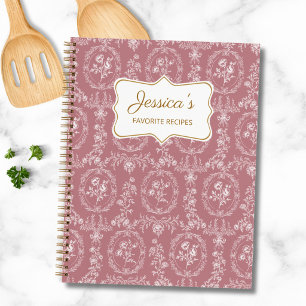 Vintage Rococo Floral Custom Name Recipe Book