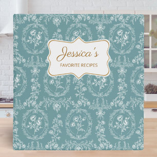 Vintage Rococo Floral Personalized Recipe Cookbook Binder