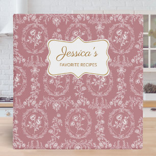 Vintage Rococo Floral Personalized Recipe Cookbook Binder