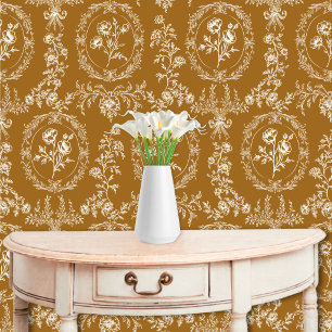 Vintage Rococo Flowers Classic Floral Pattern Wallpaper