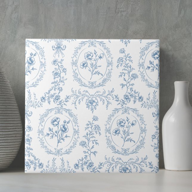 Vintage Rococo Flowers Floral Pattern Tile (Creator Uploaded)