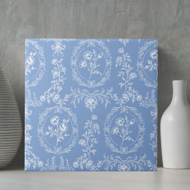 Vintage Rococo Flowers Floral Pattern Tile (Creator Uploaded)
