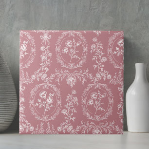 Vintage Rococo Flowers Floral Pattern Tile