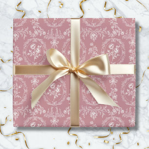 Vintage Rococo Flowers Floral Pattern Wrapping Paper