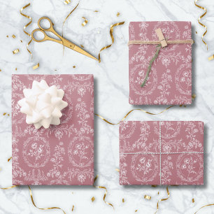 Vintage Rococo Flowers Floral Pattern Wrapping Paper Sheet