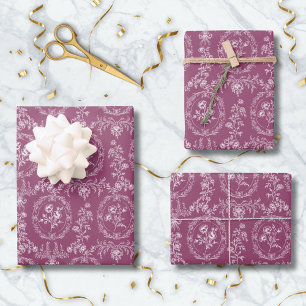 Vintage Rococo Flowers Floral Pattern Wrapping Paper Sheet