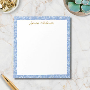 Vintage Rococo Flowers Floral Personalized Name Notepad