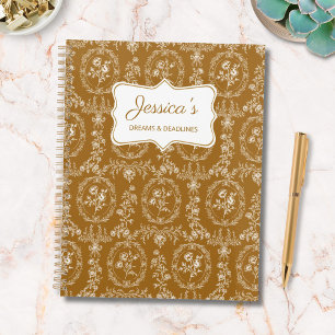 Vintage Rococo Flowers Floral Personalized Name Planner