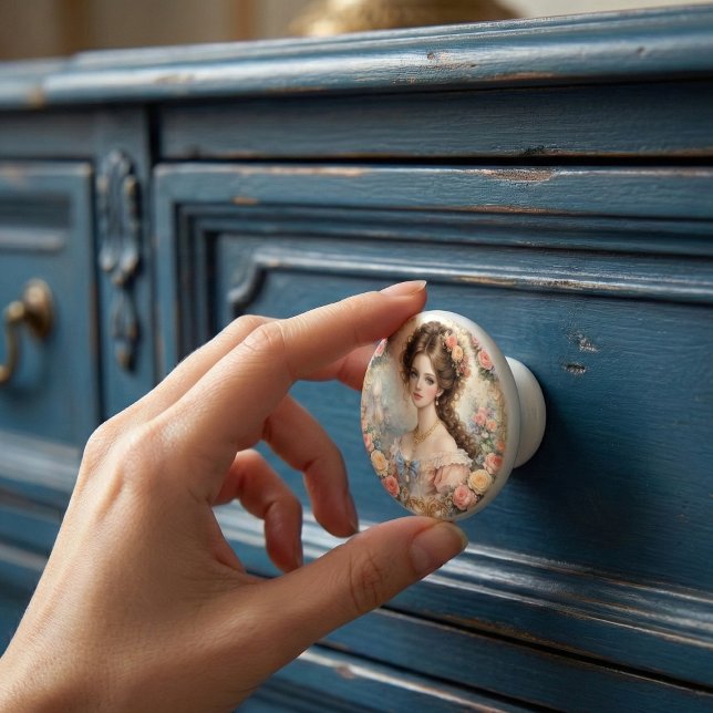 Vintage Rococo Lady, Romantic Floral  Ceramic Knob (Creator Uploaded)