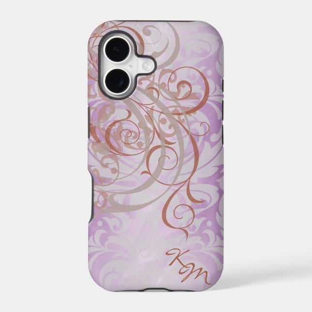 Vintage Rococo Orange Monogram Barely There Case (Back)