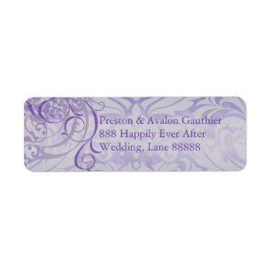 Vintage Rococo Purple Scroll Damask Address Label