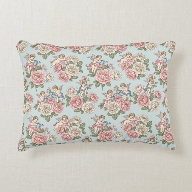 Vintage Rococo Revival Rose Garden Romantic  Accent Pillow (Front)
