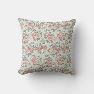 Vintage Rococo Revival Rose Garden Romantic  Throw Pillow