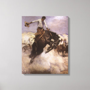 Vintage Rodeo Cowboy, Breezy Riding by WHD Koerner Canvas Print